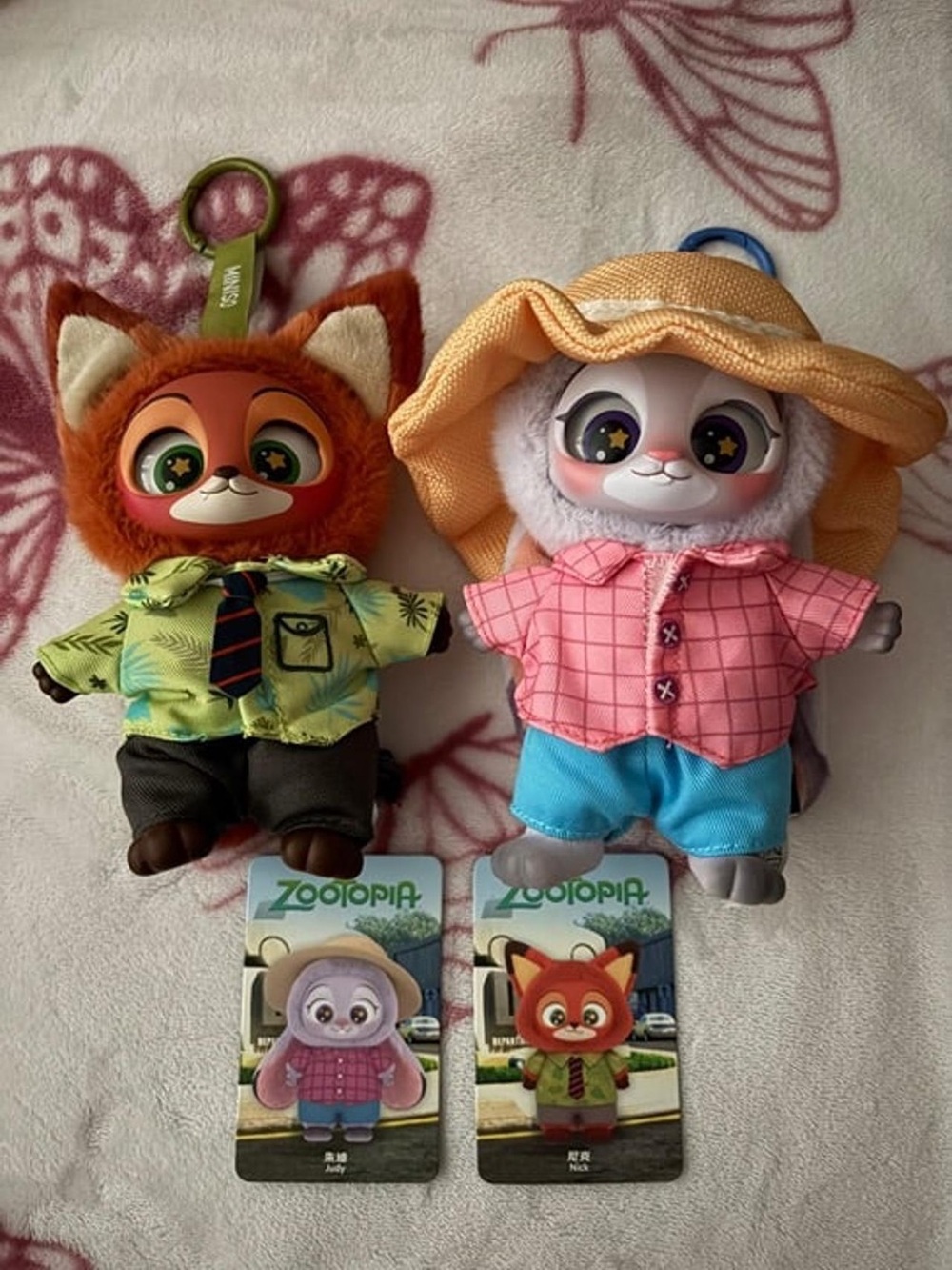 Miniso Zootopia Judy Nick Keychain Plush Set Disney Labubu Soft Vinyl Toy Bundle